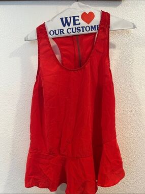 Joie Red Peplum Silk Sleeveless Tank Top